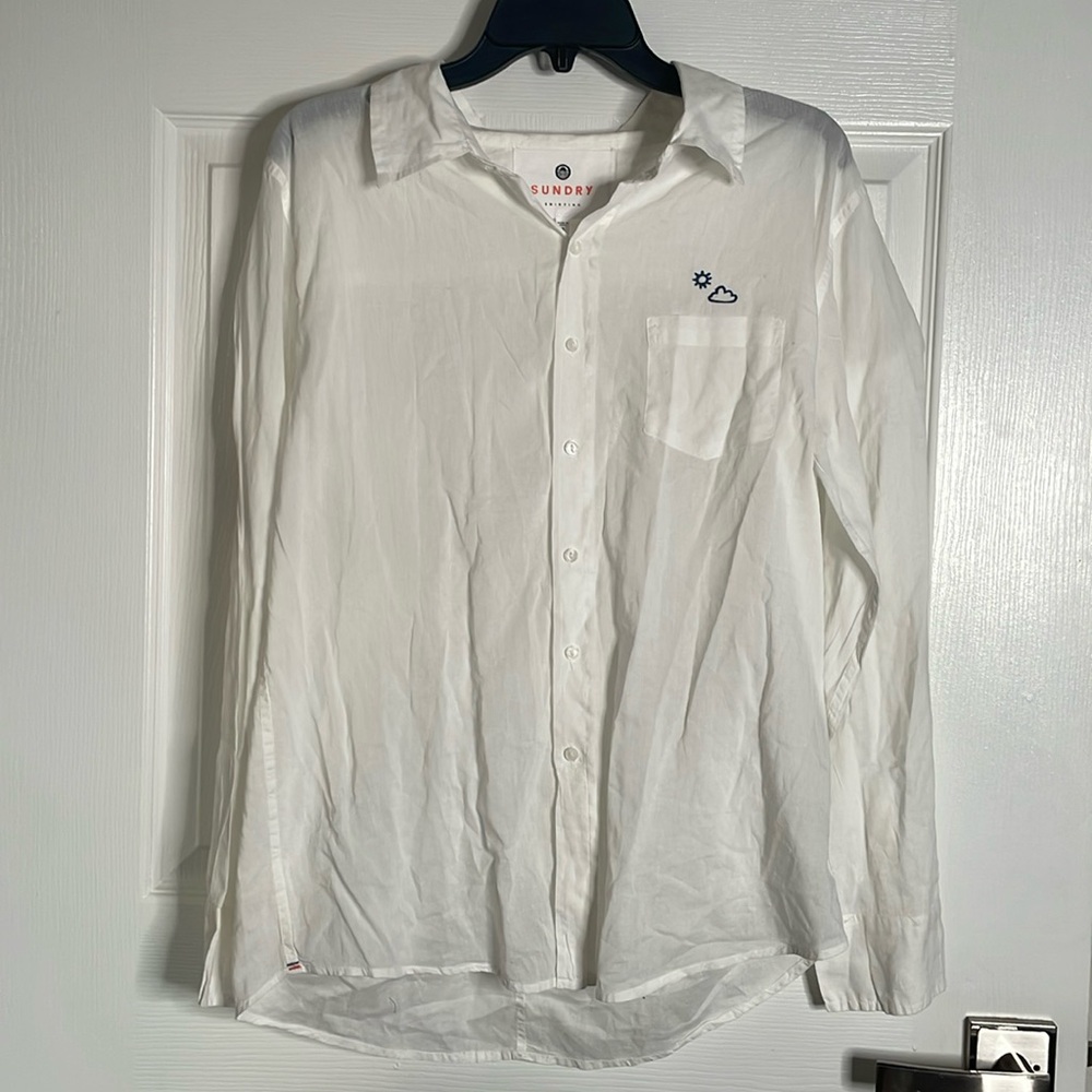 Sundry 100% cotton button down embroidered shirt